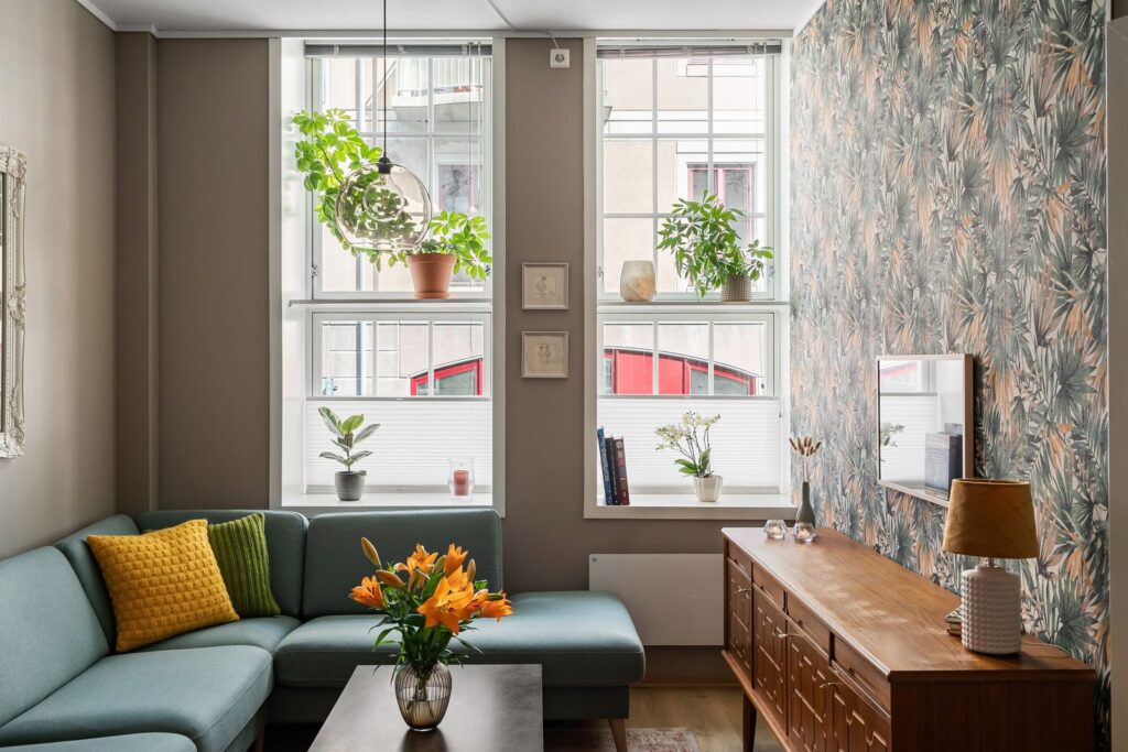 Bright cozy living room that makes a new rental feel like home